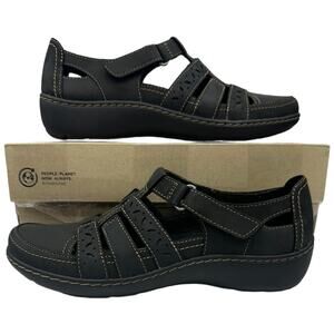 Clarks Cora River Low Wedge Sandals  Women's 7 Black